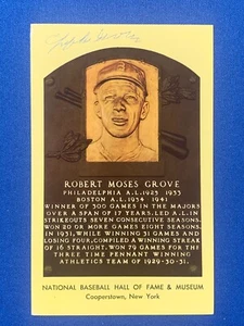 LEFTY GROVE SIGNED NATIONAL BASEBALL HOF PLAQUE AL 4x AL WINS LEADER RED SOX PSA - Picture 1 of 4