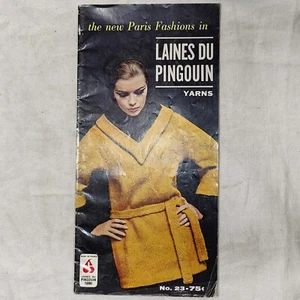 RARE 1963 Vtg Laines Du Pingouin Yarn Knitting Pattern Book New Paris Fashions - Picture 1 of 24