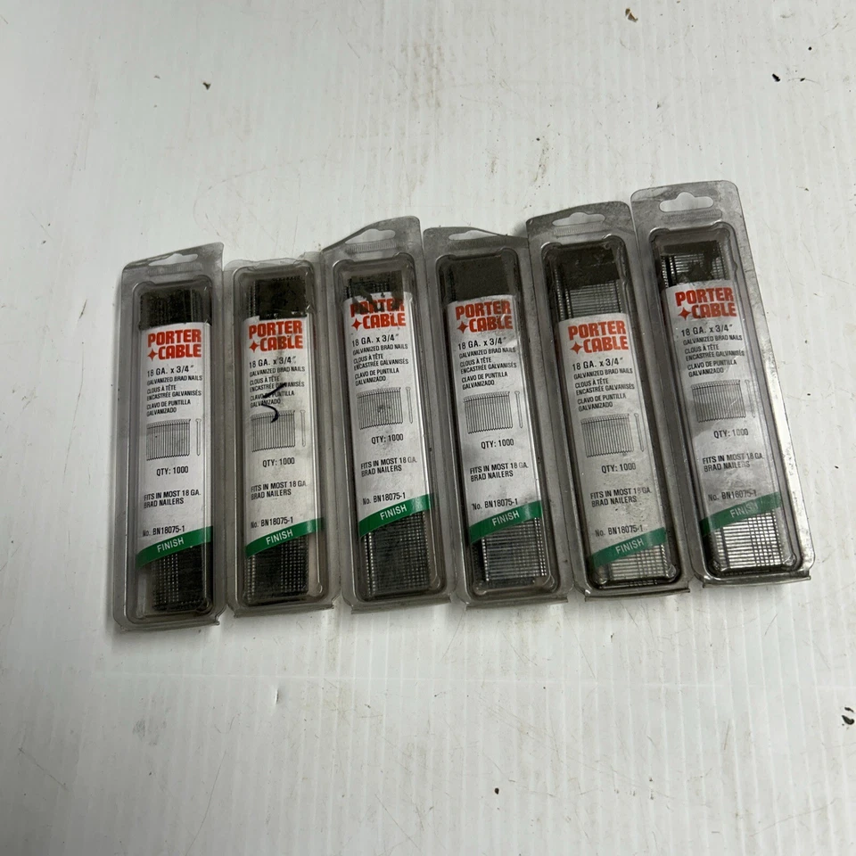 Lote de 6. Cable Porter 3/4" x 1000-Pk Clavos Brad Calibre 18. BN180756-1 Foto 1 de 4
