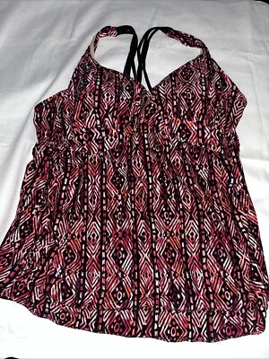 AVA & VIV Womens Tankini Swim Pink Stripe Top Size 18W NWOT - Image 1 of 3