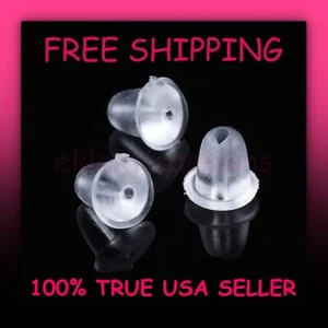 4mm 200pcs Clear Rubber Silicone Plastic Earring Backs Stoppers EarNuts FREESHIP - Picture 1 of 6