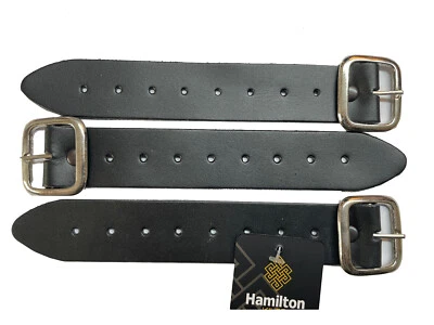 HAMILTON KILTS Cinghie E Fibbia Kilt 7" In Vera Pelle Estensore Larghezza 1.25" - Cinghia Nera