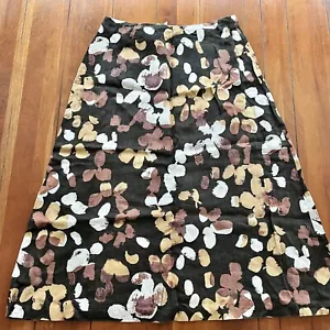 Saks Fifth Ave Threads 100% Linen A-Line Skirt Black Brown White Floral Size 8 - Picture 1 of 13