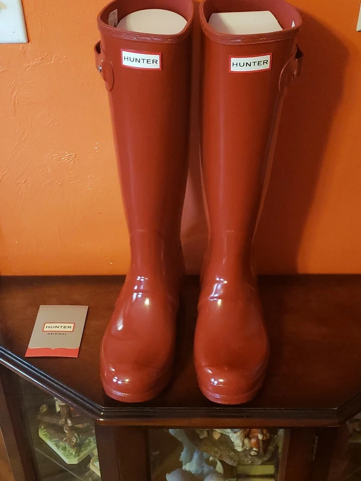 Hunter Womens 10 Original Tall Rain BOOTS Military Red Wft1000rma