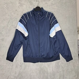 Athletech Mens Blue Full Zip Mock Neck With Pockets Track Jacket Large - Picture 1 of 9