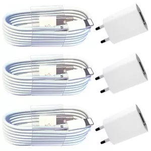 3x Netzteil + 3x 1m USB Ladekabel für iPhone 14 iPhone 13 iPhone 12 11 iPad weiß - Bild 1 von 5