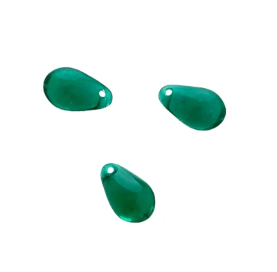 25 lágrimas de sirena verde azulado checo vidrio bohemio cuentas con flecos de lágrima de 6x9 mm Foto 1 de 3