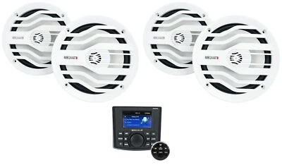 Rockville RGHR45 4 Zone Marine Bluetooth Receiver+4 White MB Quart 6.5" Speakers - Image 1 of 4