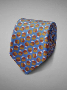 BNWT THOMAS PINK SHIRTMAKER LONDON Stylized Flowers 100% Silk Tie Sky Blue - Picture 1 of 2
