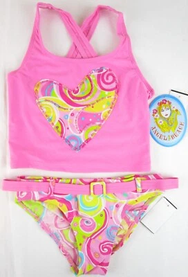Nuevo con etiquetas Traje de baño Tankini Angel Beach para niñas 2 piezas rosa adornado corazón, 10, $30 Foto 1 de 4