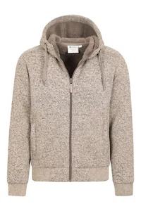 Mountain Warehouse Nevis Men's Fur Lined Hoodie Soft Fleece Sweatshirt Beige L - Picture 1 of 6