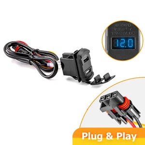4.2A Dual USB Wire w/LED Voltmeter Display For Polaris RZR PRO XP Pulse BusBar - Picture 1 of 12
