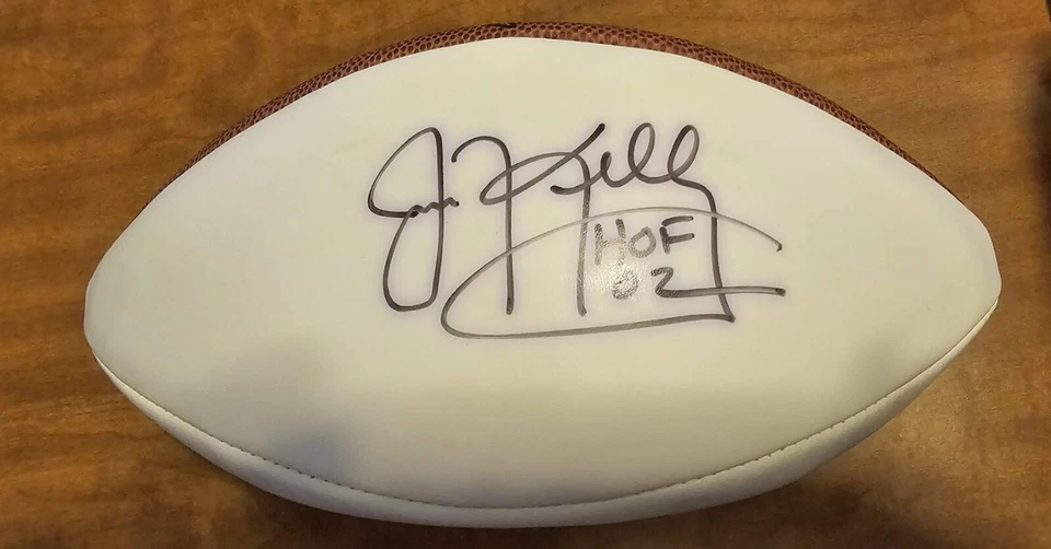 Fútbol americano autografiado por Jim Kelly leyenda de los Buffalo Bills Salón de la fama Foto 1 de 1
