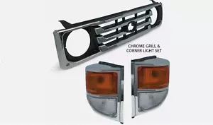 Grill + Corner Lights PAIR Chrome Fits Toyota Landcruiser 78 79 Series 1999-2007 - Picture 1 of 3