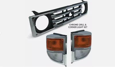 Par de luces de parrilla + esquina cromadas para Toyota Landcruiser 78 79 Series 1999-2007 Foto 1 de 3