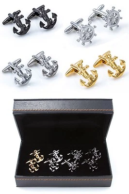 Anclas Barco Surtido USN Marina 4 Pares Surtidos Gemelos Boda Regalo Elegante Foto 1 de 4