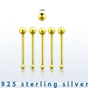 5 Stk. 22 g 1,8 mm Kugel 18 Karat vergoldet 0,925 Sterlingsilber Nasenknochen - Bild 1 von 2