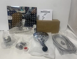 10" High Pressure Rain Shower Head with Handheld Spray Combo With Extension Arm - Picture 1 of 8