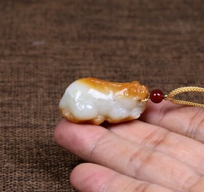 21G Certified 100% Natura Hetian jade Raw stone Pendants~~天然和田玉籽料原石雕刻，招财貔貅。 - Image 1 of 4