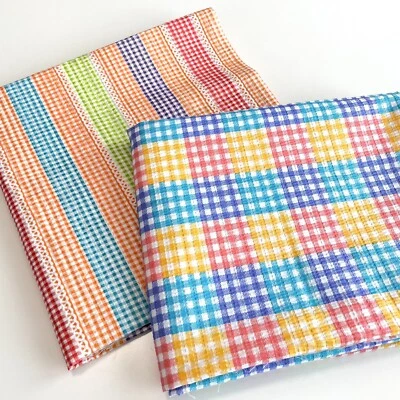 Комплект винтажной хлопчатобумажной ткани Gingham Seersucker 3,25 ярда - Изображение 1 из 4