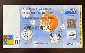 Boleto debut Copa Mundial Ronaldo Nazario R9 1998 Brasil Partido Francia '98 - Imagen 1 de 9
