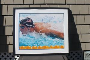 Michael Phelps Autographed 25”x21" Framed Picture certificate of authenticity 
