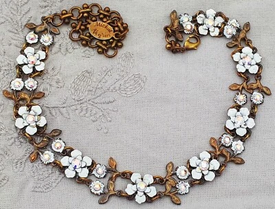 Gargantilla Michal Negrin flores blancas collar cristales victoriano años 90 Y2K Foto 1 de 4