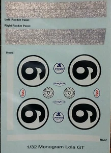 Repro 1/32 Monogram Lola GT Decal Set - Picture 1 of 2