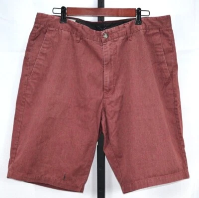 Volcom men's shorts size 36 RN#29745 burgundy color 60% cotton 40% polyester  - Image 1 of 4