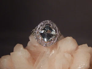 2,56 quilates Anillo cojín de aguamarina filigrana plata esterlina - Imagen 1 de 8