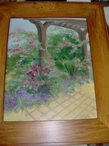 Gerahmtes Gartenflucht Ölgemälde signiert E Moseley - Bild 1 von 5