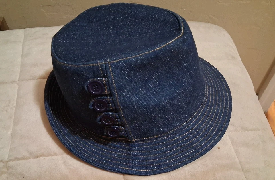 Denimi Hat Nine West Women's One Size Buttons Blue Denim - Image 1 of 1