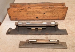 2 machinist iron V base level Starrett 12" precision No 97 & Stanley #34 tools - Picture 1 of 7
