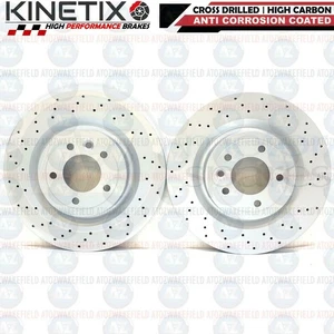 FOR RANGE ROVER SPORT 3.0 SDV6 L494 CROSS DRILLED REAR BRAKE DISCS PAIR 350mm - Picture 1 of 2