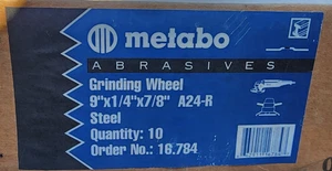 METABO 9 x 1/4 x 7/8 Inch A24-R STEEL GRINDING WHEEL 16.784 DISC NEW IN BOX 10PC - Picture 1 of 6
