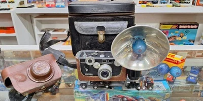 📸 Cámara telémetro vintage Argus C3 ladrillo 35 mm con estuche de película con bombilla flash Foto 1 de 4