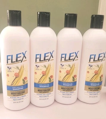 Lote de 4 champú Flex aceite de argán extracto de hierbas vegano 20 oz.  ¡TAMAÑO COMPLETO! Foto 1 de 3