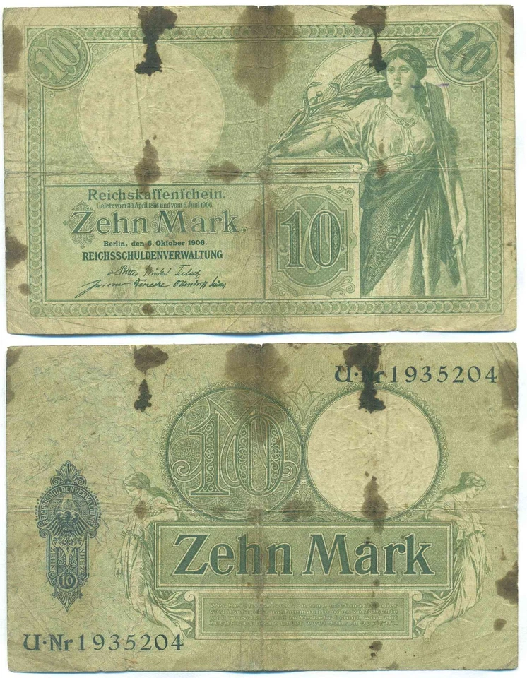 GERMANY NOTE 10 MARK 1906 P 9b - Image 1 of 1