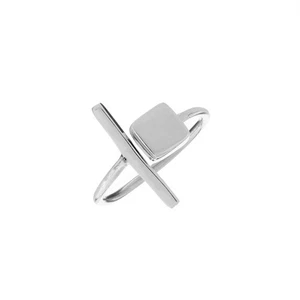 81stgeneration Bague Barre Carré Ajustable Mince Ouvert Argent Sterling .925 - Imagen 1 de 3