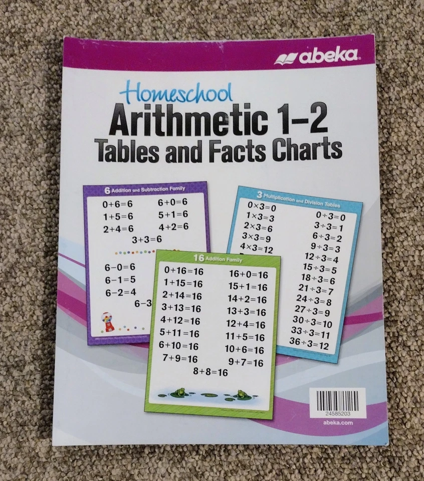Abeka Arithmetic 1-2 Tables and Facts Charts - Image 1 of 1