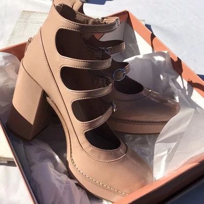 Gb Love Again Multi Strap Mary Jane Rose Pink Platform Heel Pumps Women’s 8 1/2 - Image 1 of 4