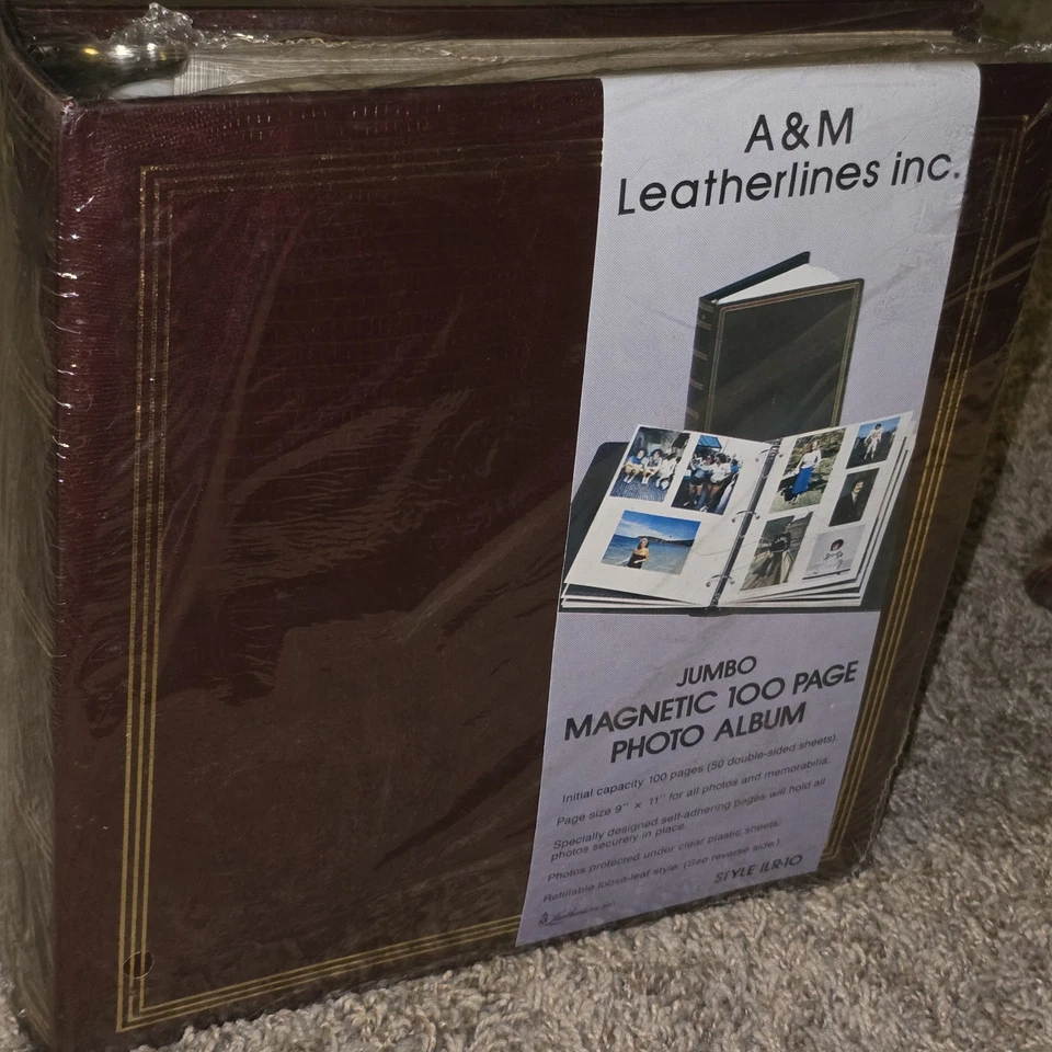 Álbum de fotos de cuero de colección A&M Leatherlines 9x11 100 páginas dobles caras magnético MCM Foto 1 de 4
