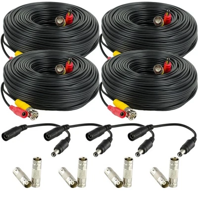 4-Pack 100 Feet Pre-Made All-in-Siamese BNC Video and Power CCTV Cable - Image 1 of 4