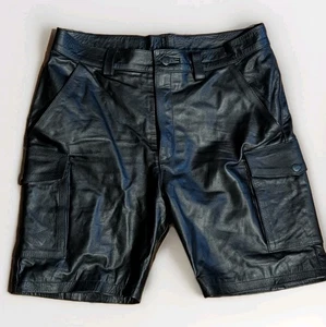 Pantalones cortos Urban Tannery de cuero negro para hombre talla 32 Cab01 - Imagen 1 de 6