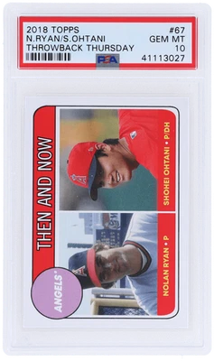 2018 Topps Throwback Thursday Nolan Ryan/Shohei Ohtani /1894 PSA 10 Rookie RC - Image 1 of 2