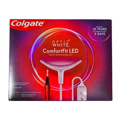 Kit de blanqueamiento dental Colgate Optic blanco ComfortFit LED pluma quitamanchas Foto 1 de 4