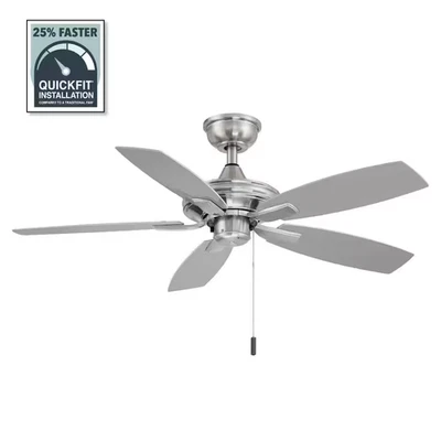 Gazebo III 42 In. Indoor/Outdoor Wet Rated Brushed Nickel Ceiling Fan - Image 1 of 4