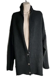 Free People Eukalyptus Strickjacke Pullover Gr. S Longline Knopfleiste schwarz - Bild 1 von 9