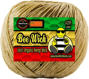 Bee Wick Hemp 420Ft of 100% Organic Hemp Wick, Made with American Beeswax (1.0Mm