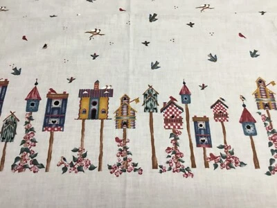 Daisy Kingdom Fabric HOME TWEET HOME Border Print 1/2 yd Birdhouse Birds - Image 1 of 4